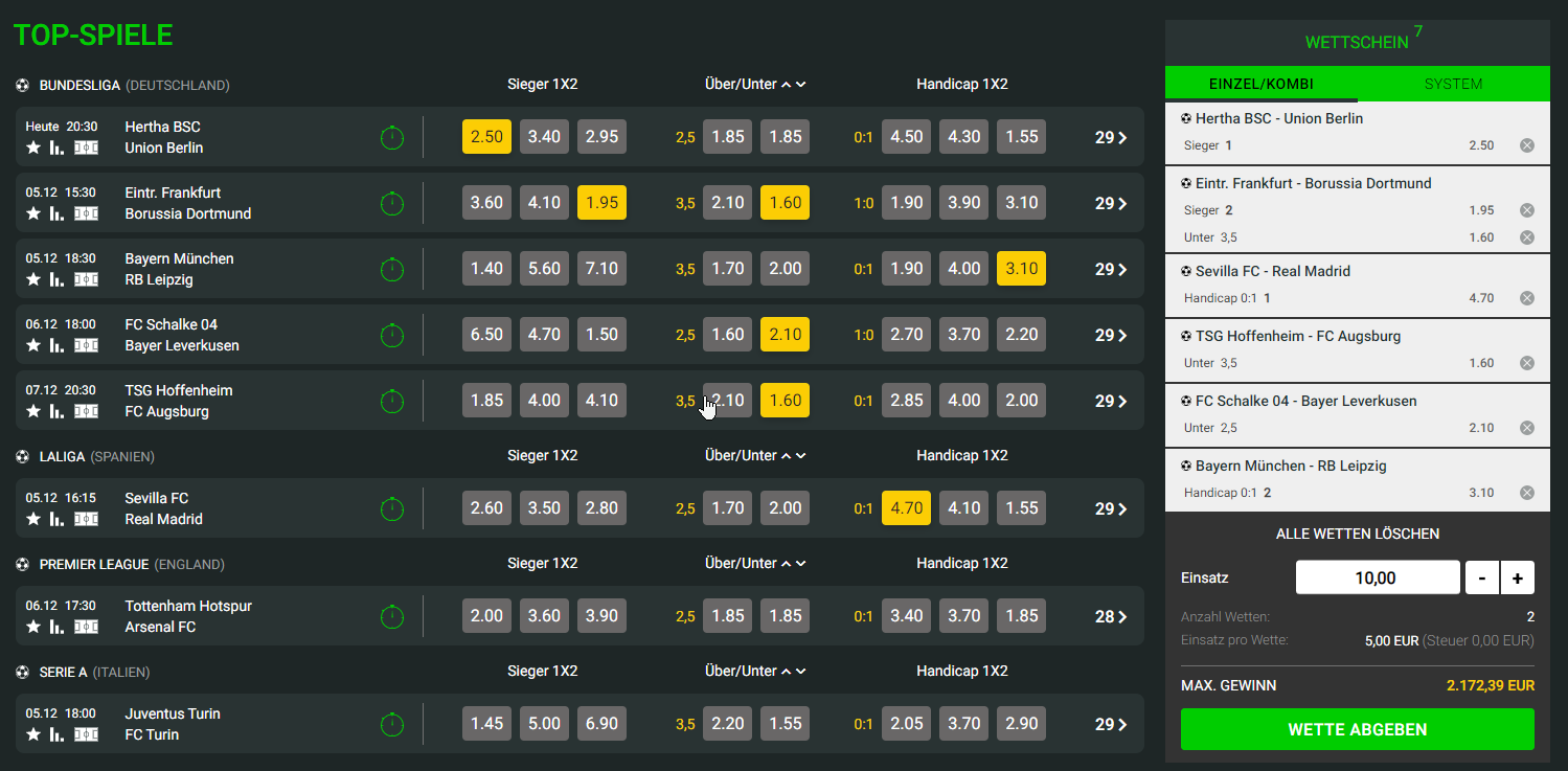 Kombiwetten bei Tipster