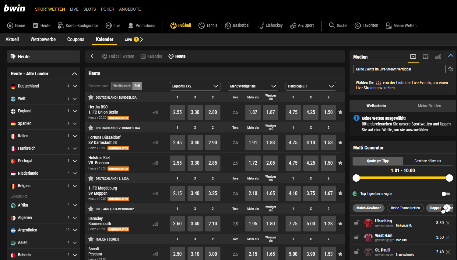 Bwin Webseite