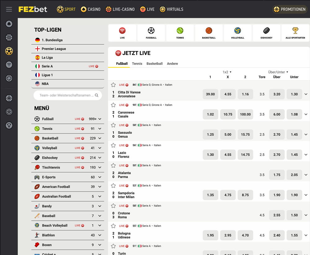 Sportwettenportal von FEZ.bet