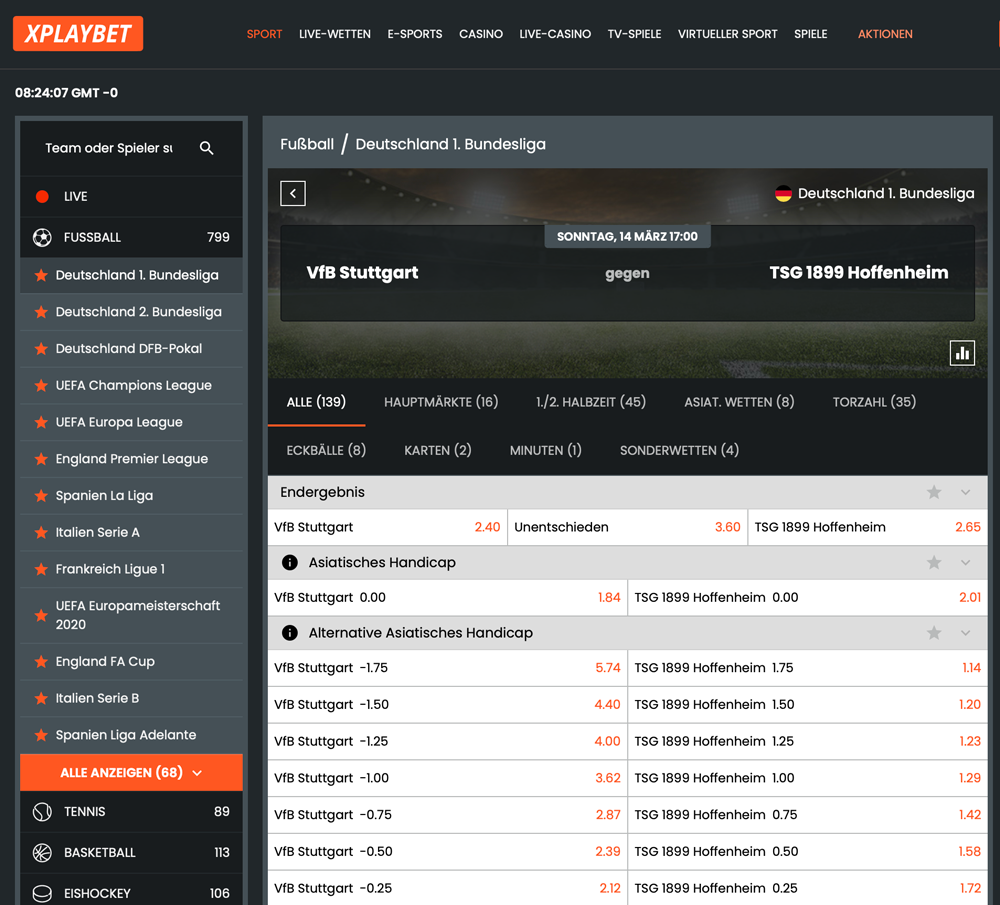 XplayBet Bundesliga Wettmärkte
