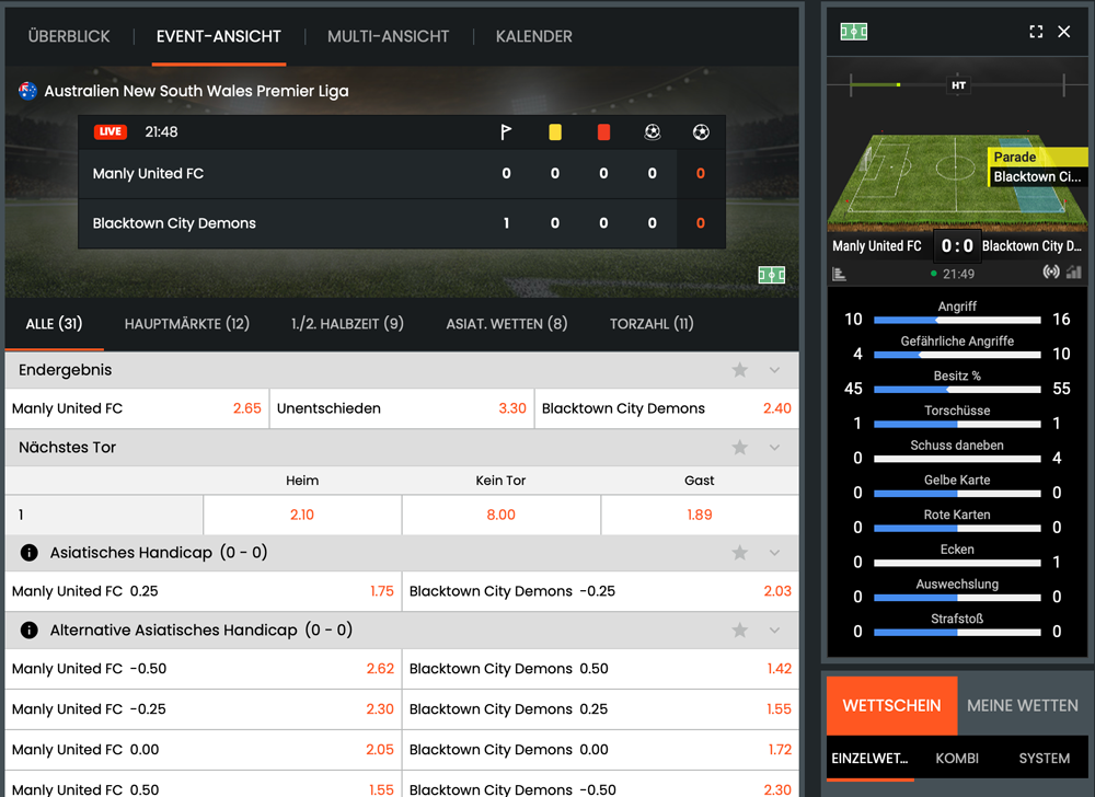 XplayBet Livewettenansicht