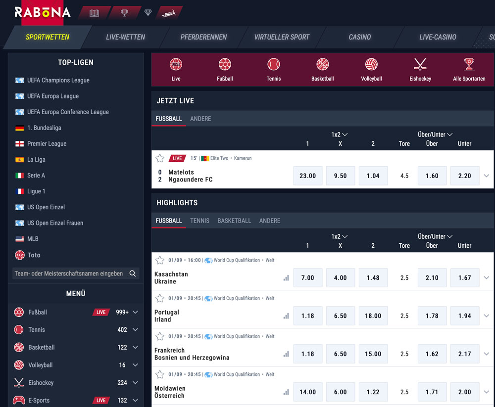 Rabona Sportwetten