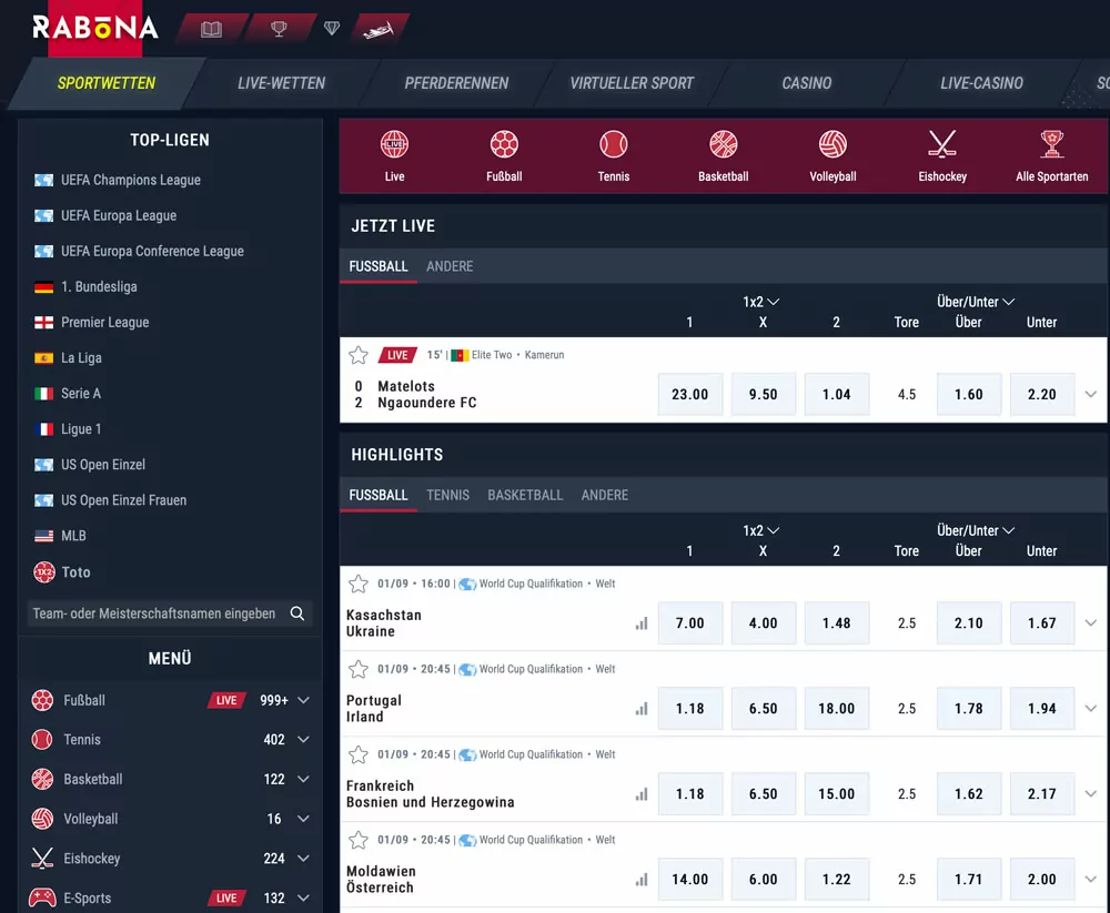 Rabona Sportwetten