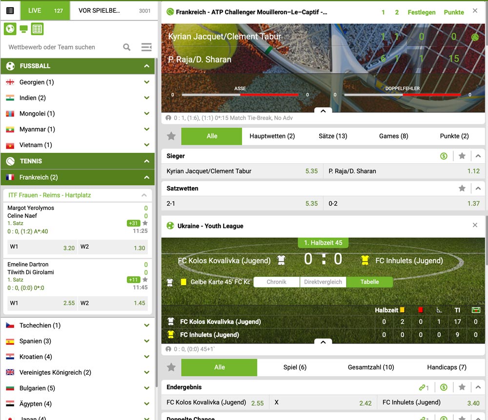 UberLucky Multiansicht Livewetten
