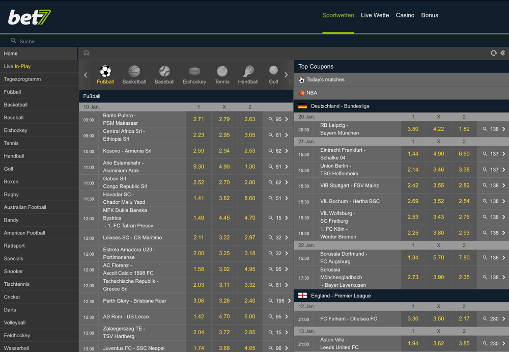 Bet7 Sportwettenportal