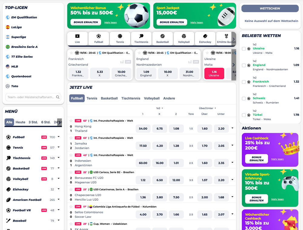 Greatwin Sportwettenbereich