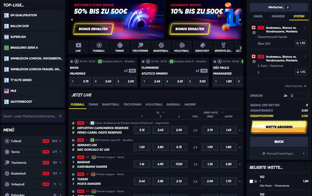 Quickwin Sportwettenbereich