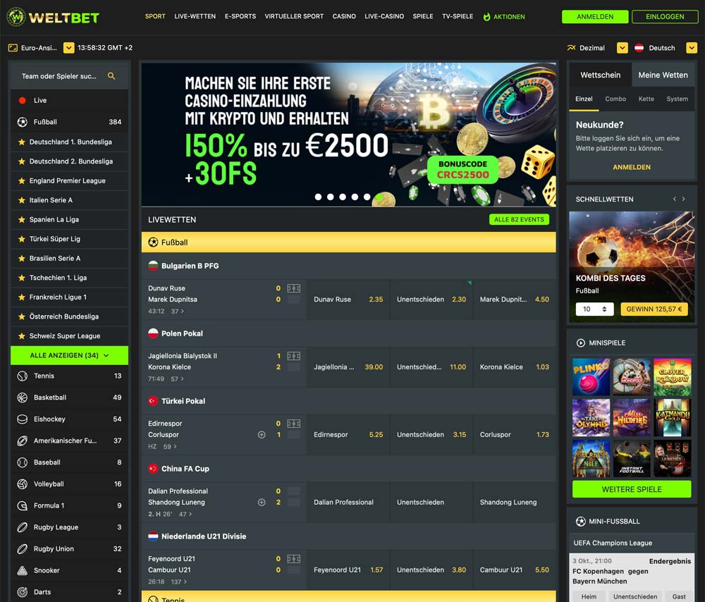 Weltbet Sportwettenseite