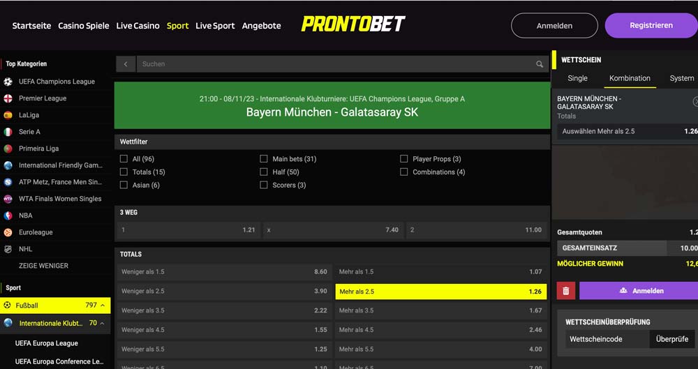 Prontobet Sportwetten