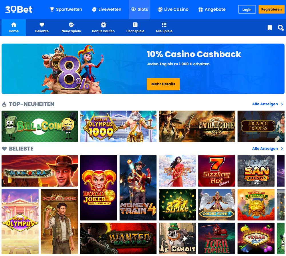 30bet Casino Bereich