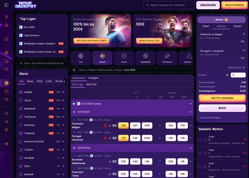 Sportwettenportal Novajackpot