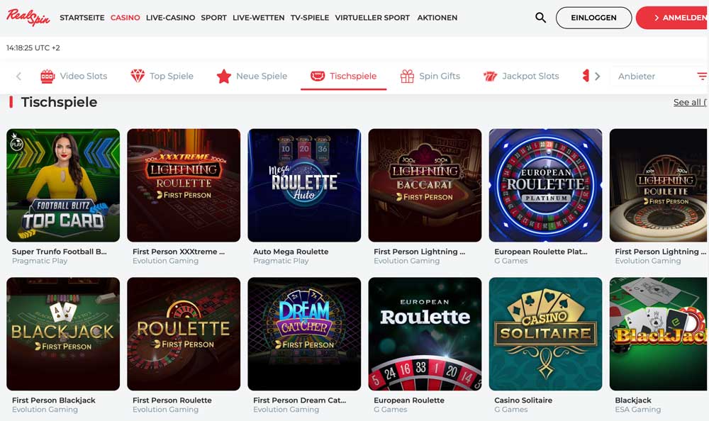 RealSpin Casinobereich