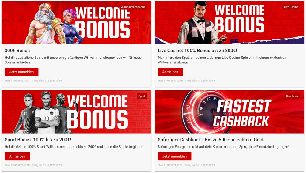 55bet Promoaktionen