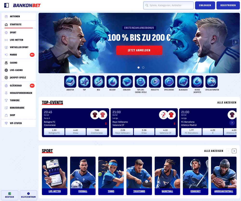 Bankonbet Website