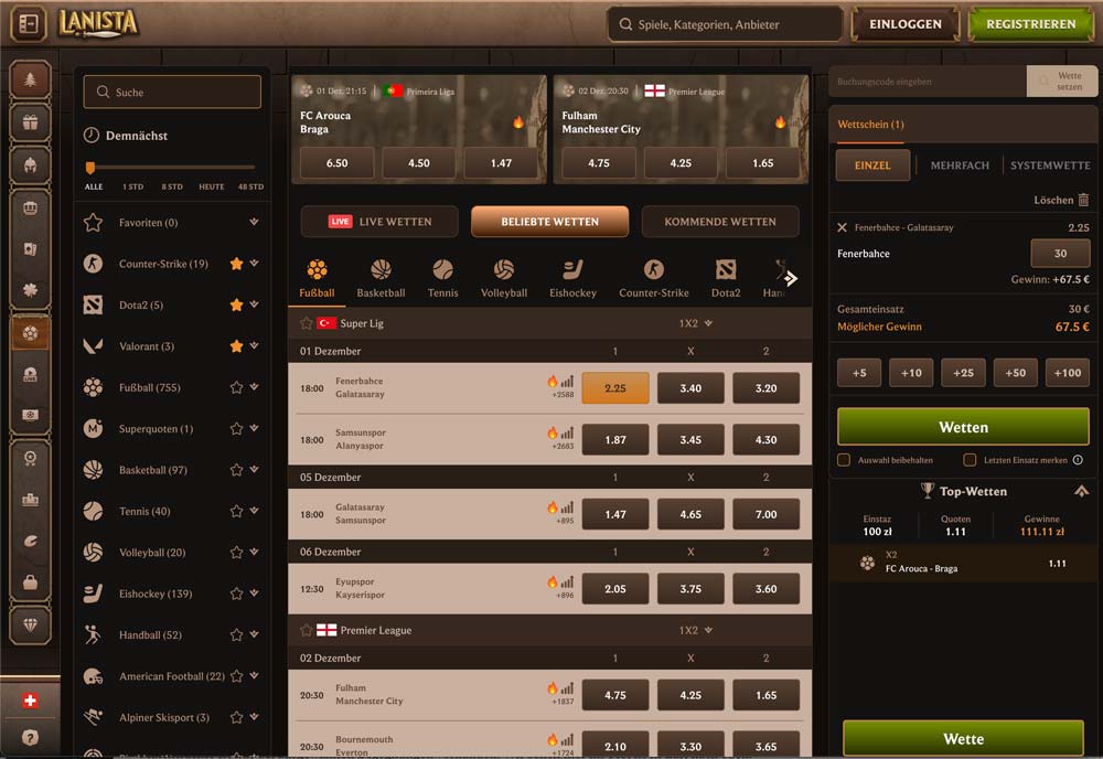 Lanista Sportwetten Portal