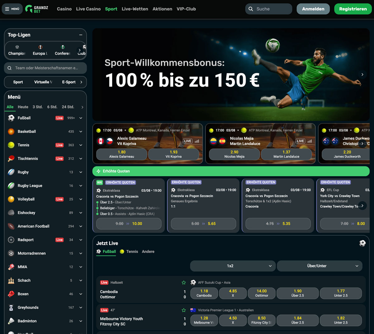 Grandzbet Sportwetten Portal