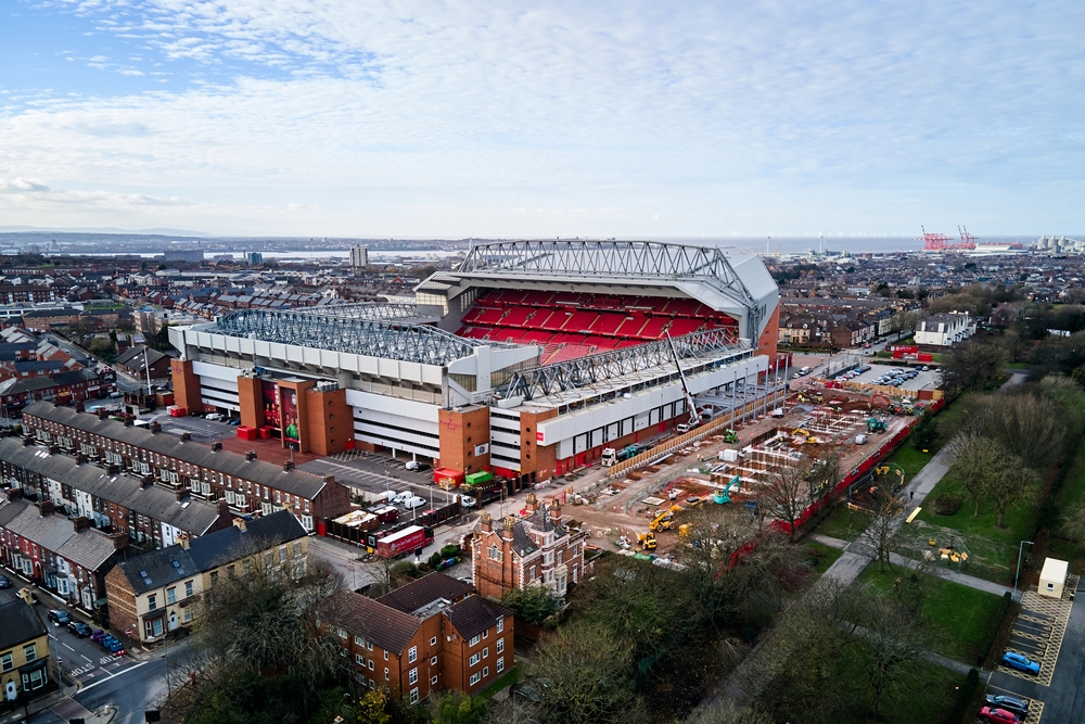 Anfield road in Liverpool