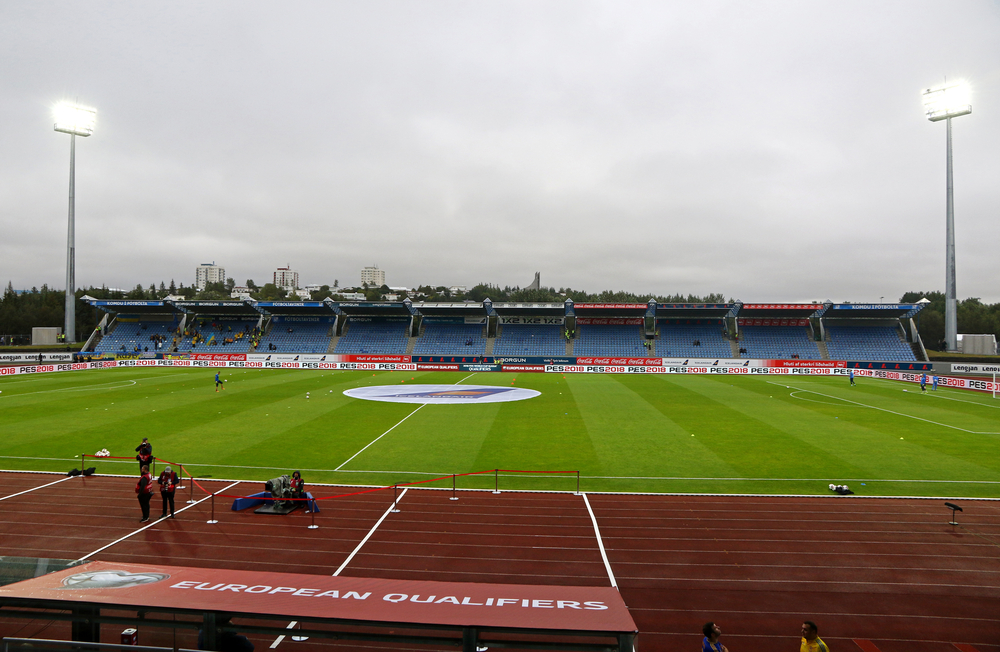 Laugardalsvöllur in Reykjavík, Spielort von Island gegen Estland