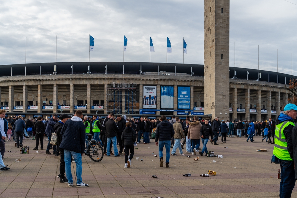Olympiastadion in Berlin an einem Heimspieltag von Hertha BSC, Spielort der Partie gegen Greuther Fürth