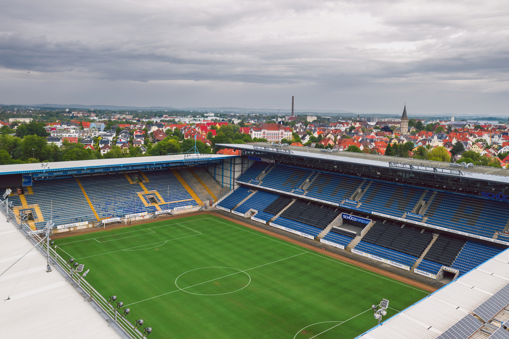 Schüco-Arena in Bielefeld, wo Heidenheim im Februar 2023 mit 1:0 gewann