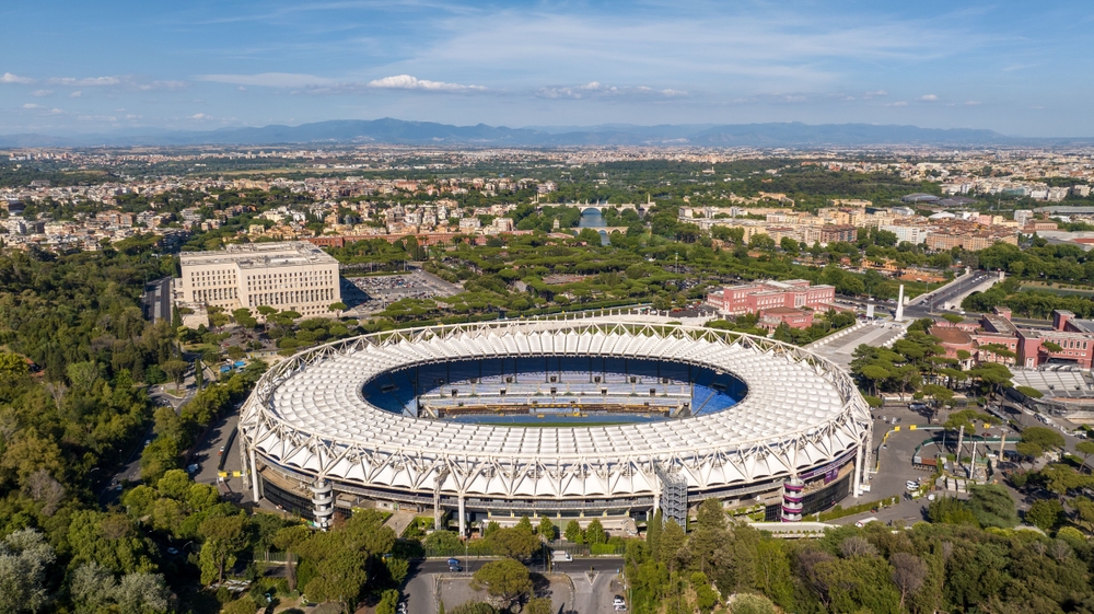 Stadio Olimpico in Rom aus der Luft, Spielort von Italien gegen Belgien