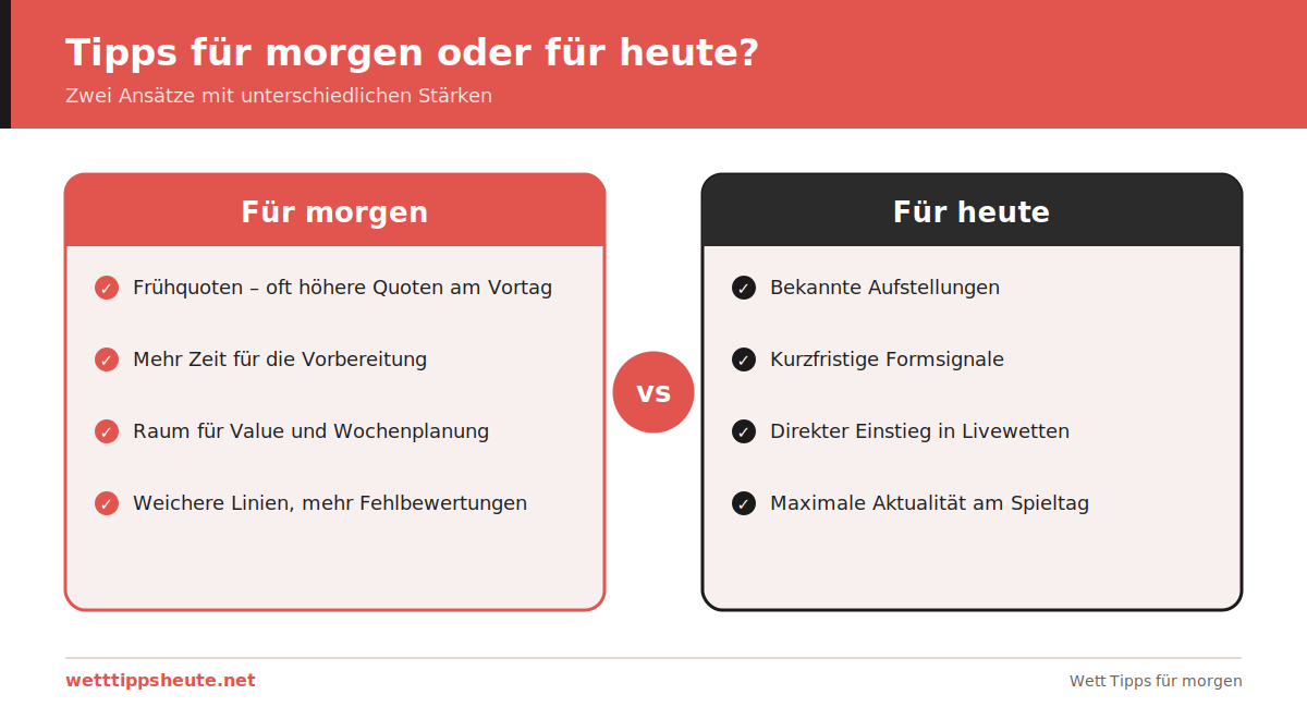 Wett Tipps für morgen im Vergleich zu Tipps für heute