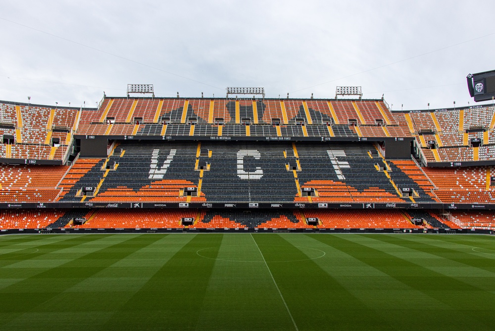Innenraum des Estadio de Mestalla in Valencia, Spielort gegen Athletic Bilbao