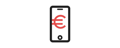 Smartphone mit Eurozeichen auf dem Schirm