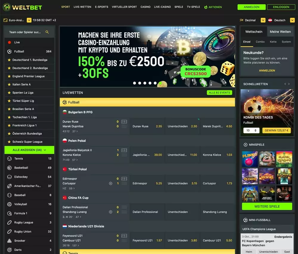 Weltbet Sportwettenseite