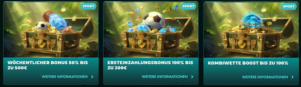 Bonusseite mit Willkommensangebot und laufenden Aktionen