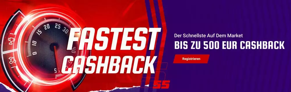 Cashback-Aktion des Anbieters mit Rückerstattungsangabe