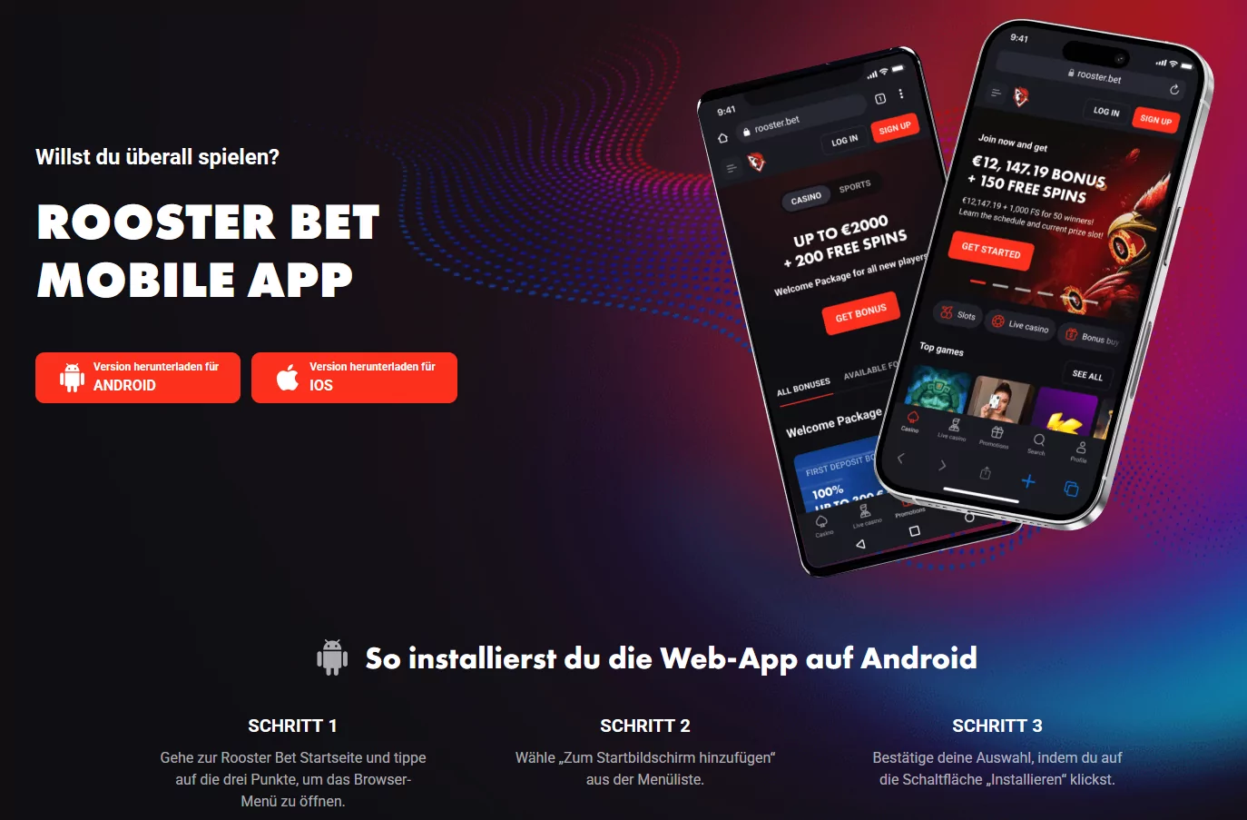 Mobile Web App eines Online Wettanbieters ohne deutsche Lizenz